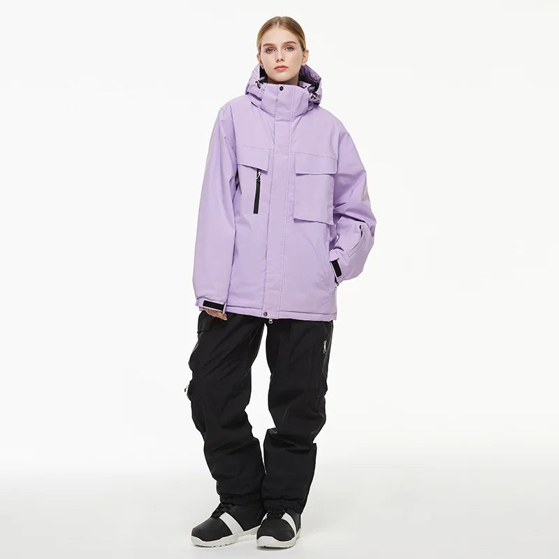 Hooded Ski Jacket and Pants Clothing Set with Style Options