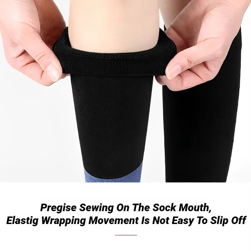 Color Block Calf Sleeves with Footless Open End Shape