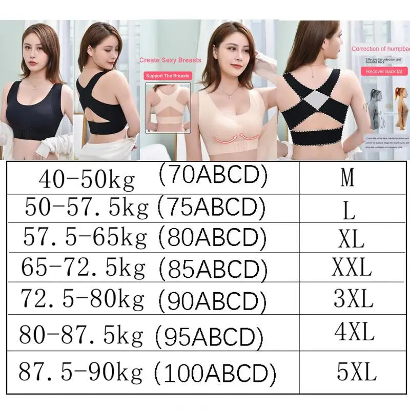 Women's Front Clasp Bra with Wide Crossover Back Straps