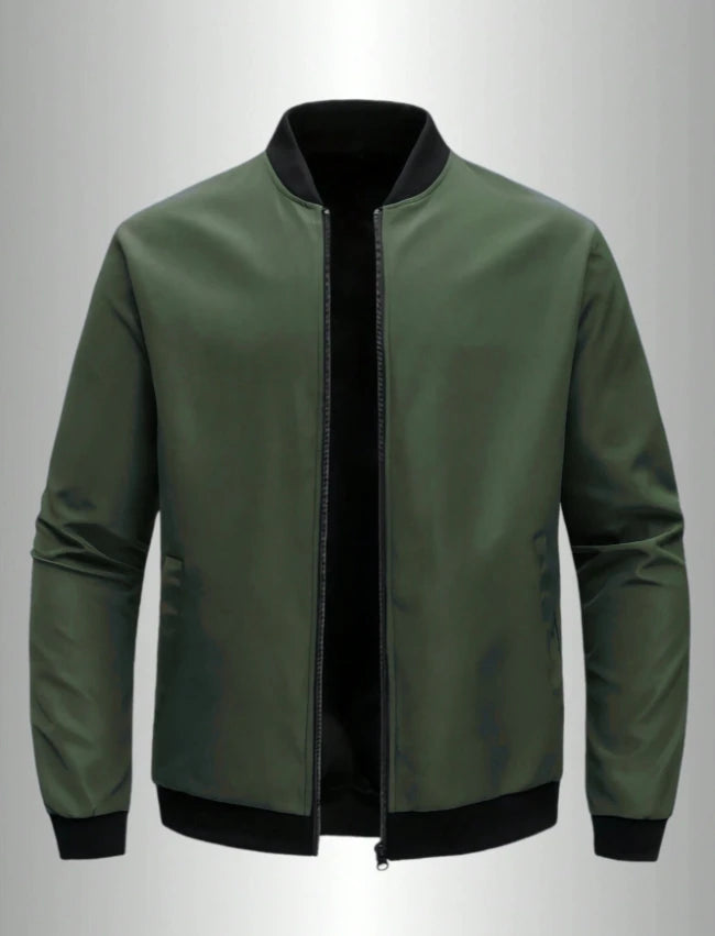 Men's Short Baseball-Collar Zip-Front Jacket