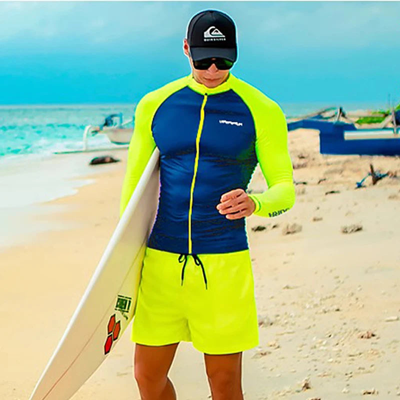 Men's Long Sleeve Rash Guard with Swim Bottom Options