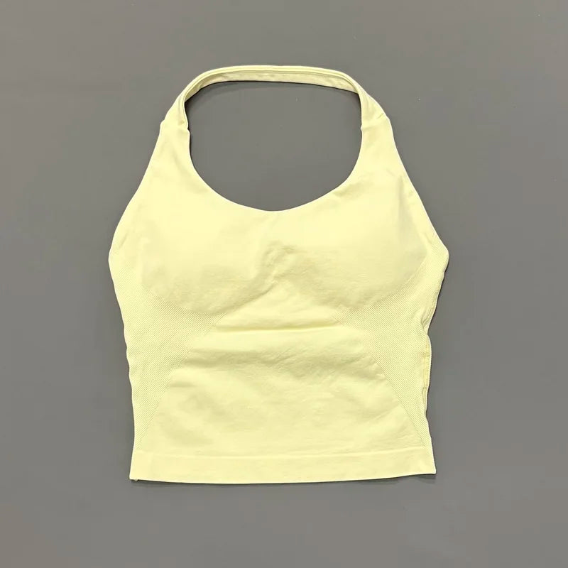 Women's Halter Neck Longline Fitted Tank Top For Workout Outfits