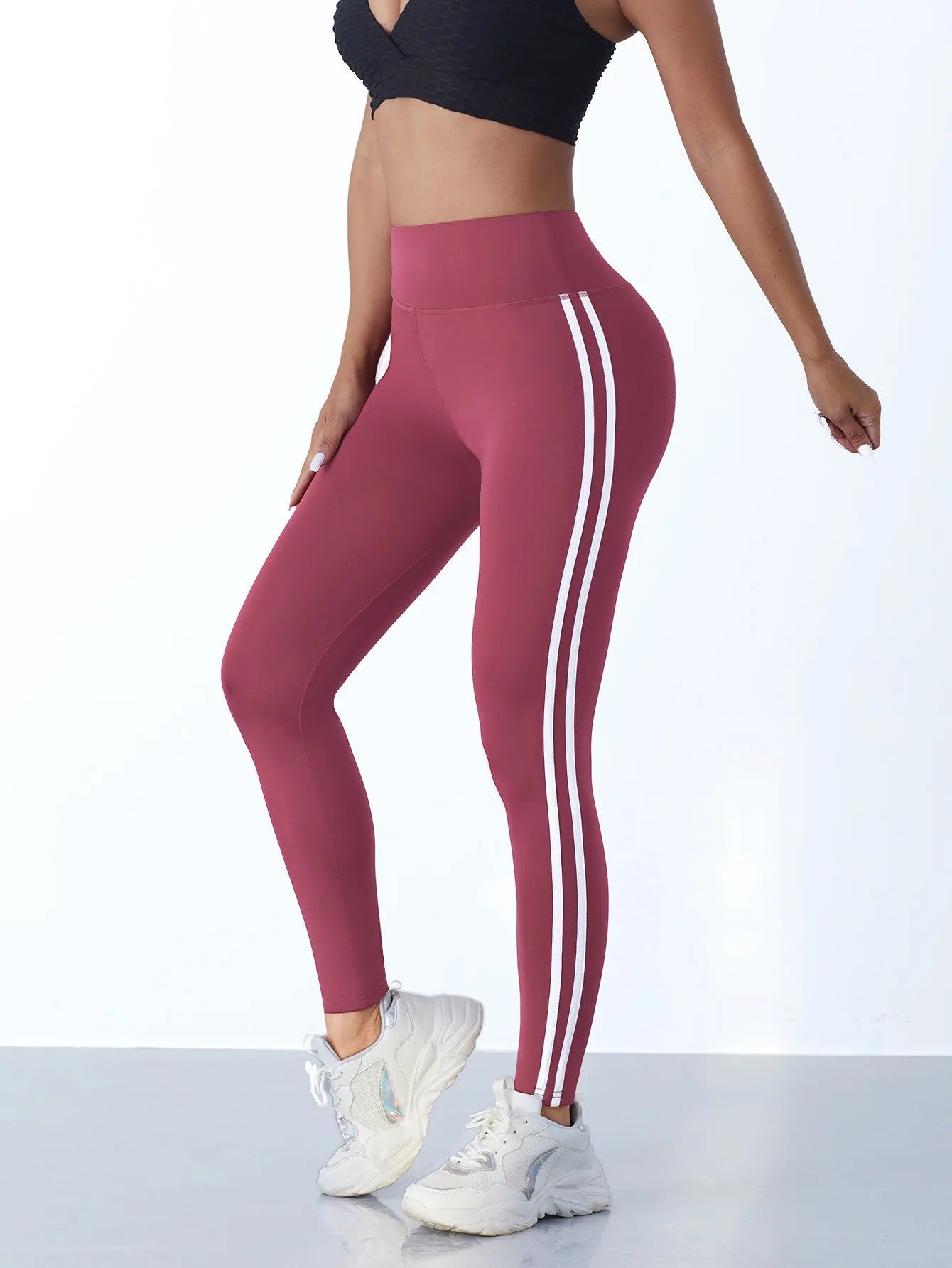 Women's Striped Full Length Leggings For Workout Outfits