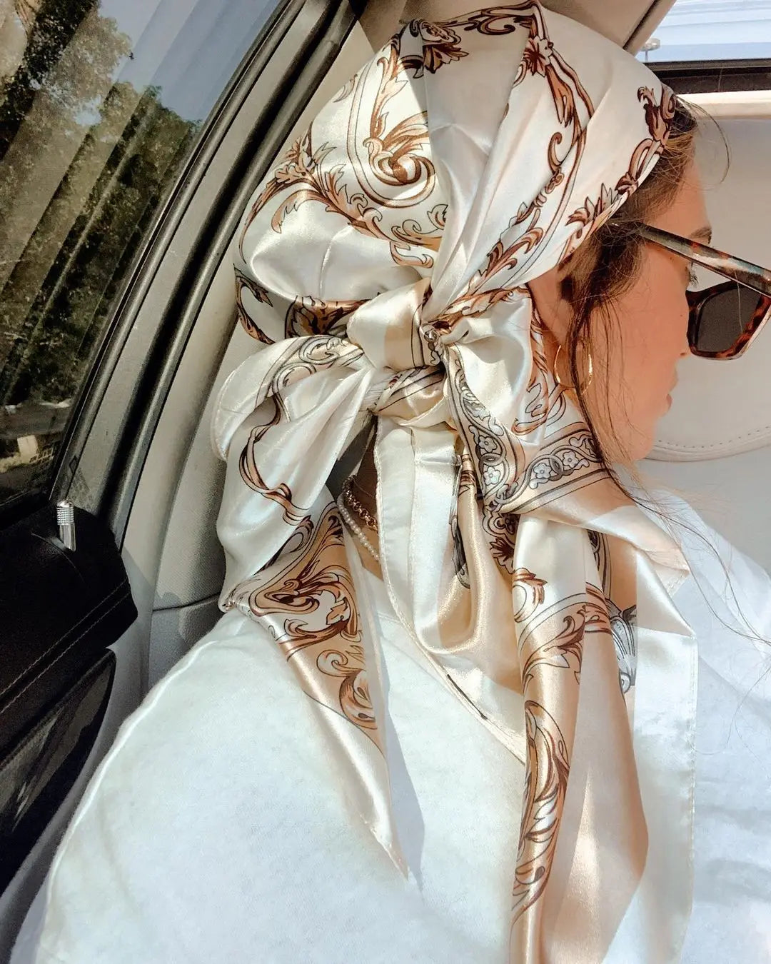 Printed Square Scarf with Ornate Paisley Pattern Options