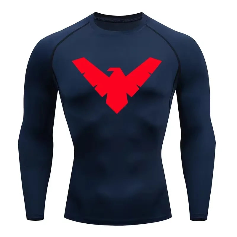 Fitted Crew Neck Long Sleeve Compression T Shirt