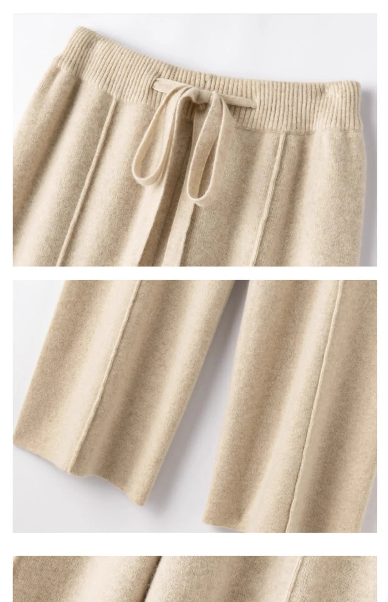 Wide-leg women's autumn winter cashmere high-waisted knitted straight-leg pants high-end casual outerwear loose drape long pants