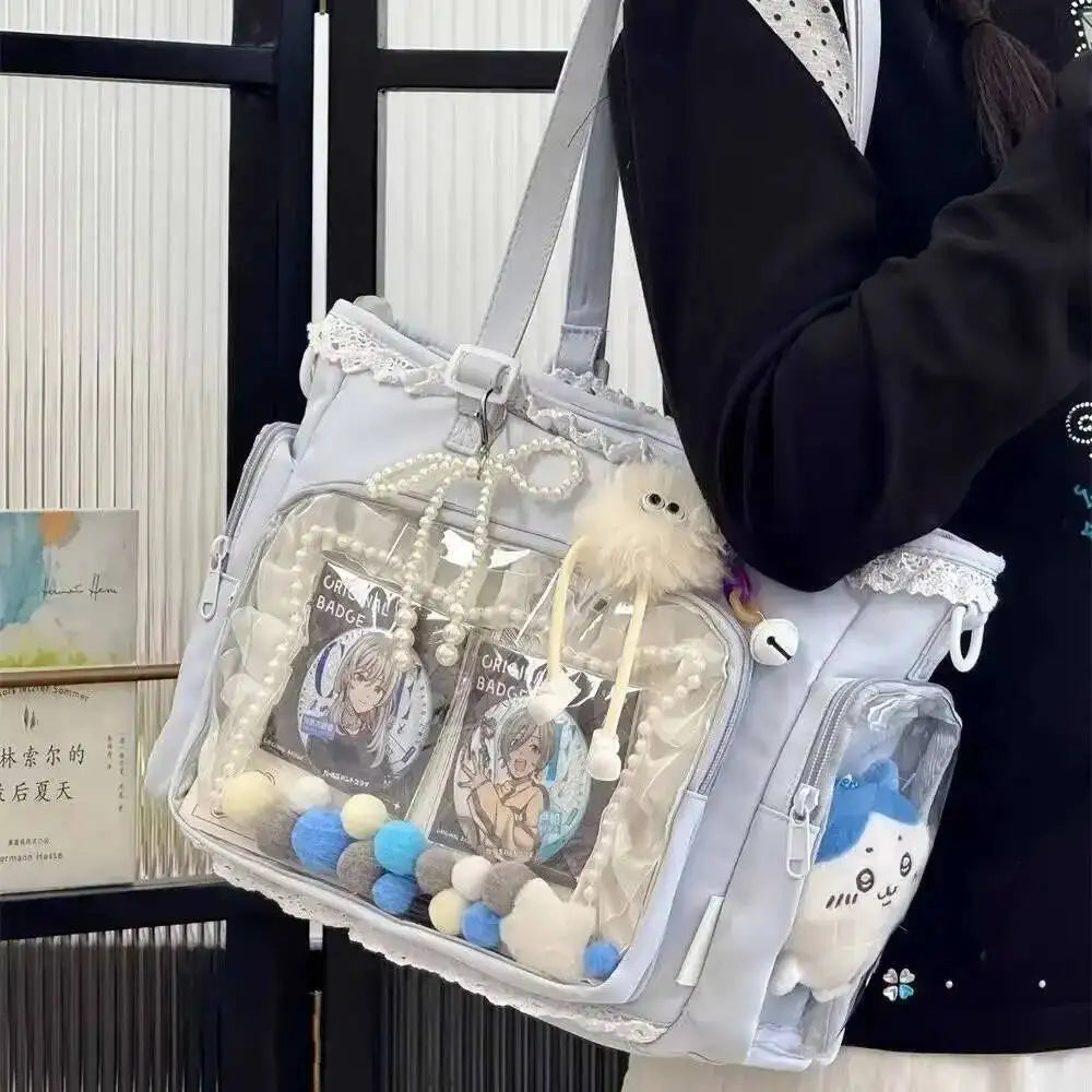 Decorative Display Tote Bag with Transparent Front Pocket