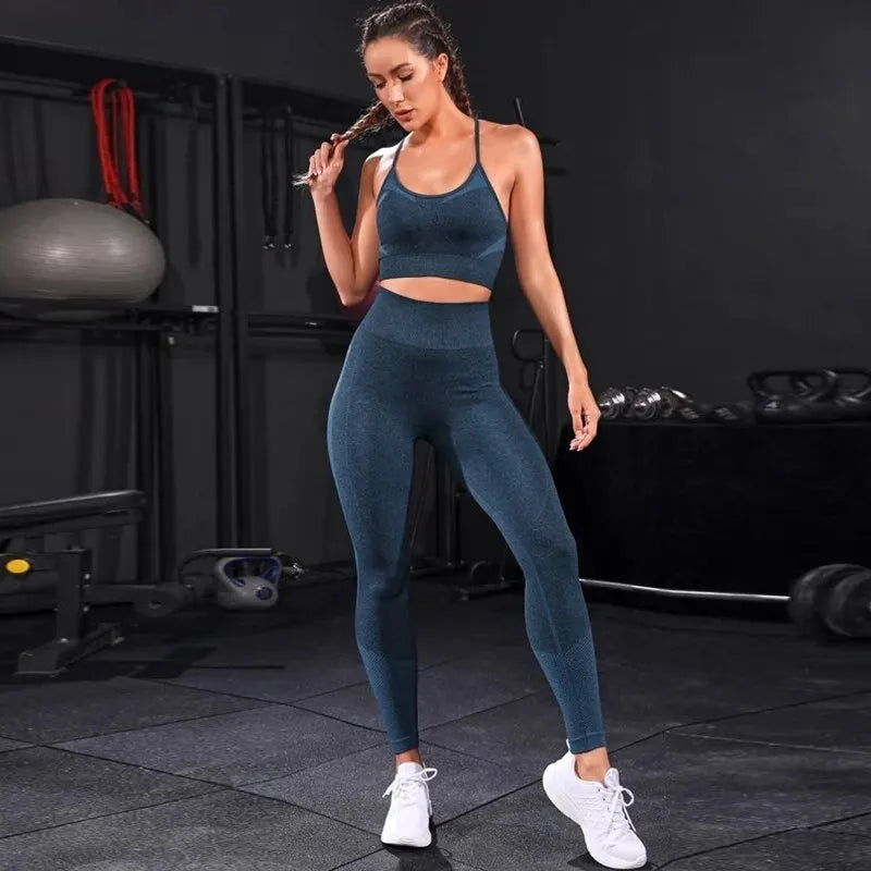 Women's Cross Back Tank And Leggings Yoga Set