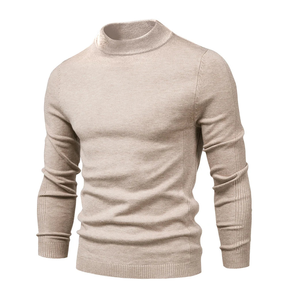 Men's Mock Neck Long Sleeve Knit Sweater
