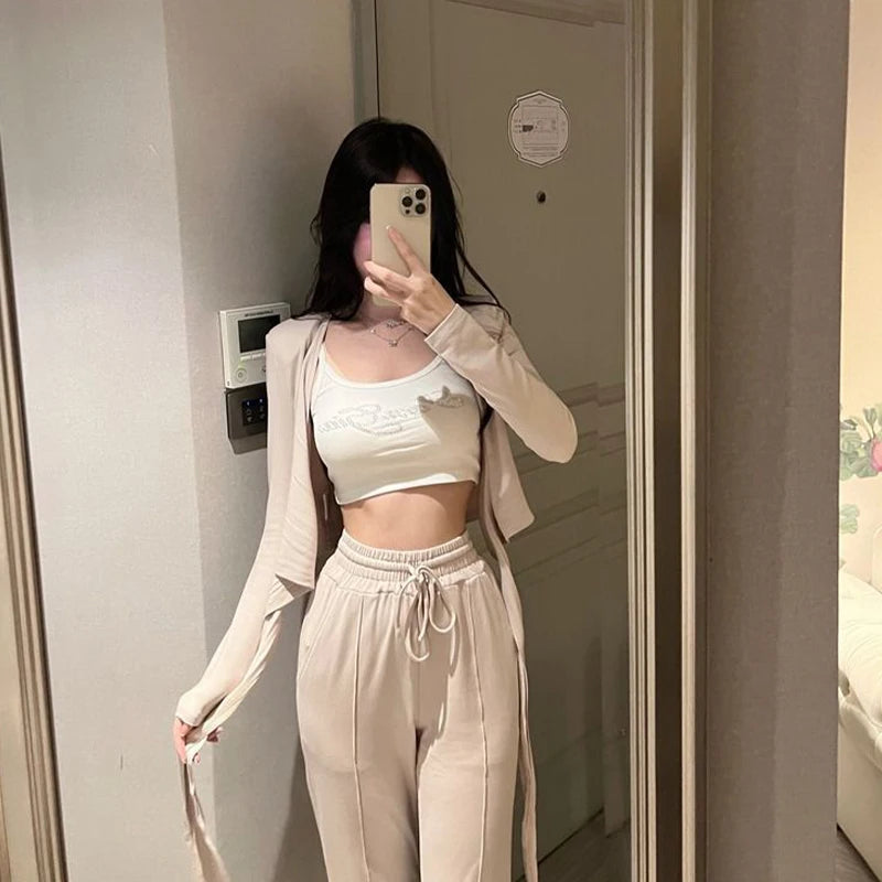 Women's Rhinestone Letter Polyester Crop Camisole with Thin Shoulder Straps