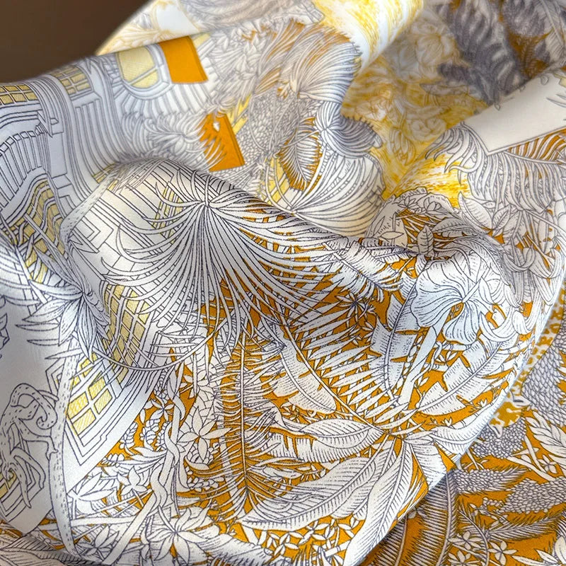 Floral Print Square Scarf for Head and Neck Styling