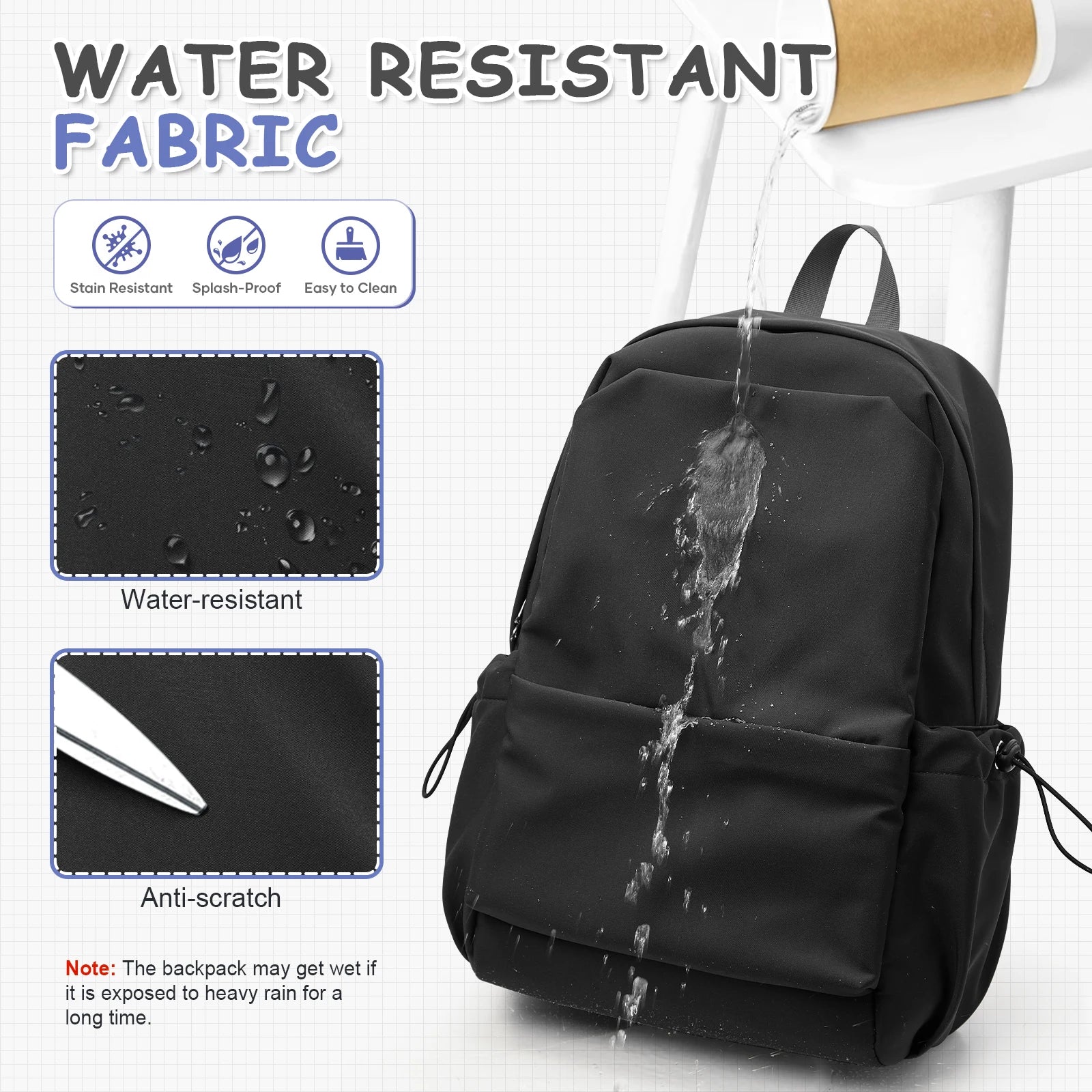 Everyday Student Backpack with Zipper Opening and Twin Shoulder Carry Straps