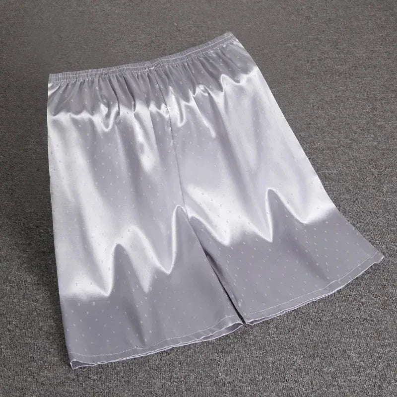 Men's Satin Look Elastic Waist Pocket Sleep Shorts