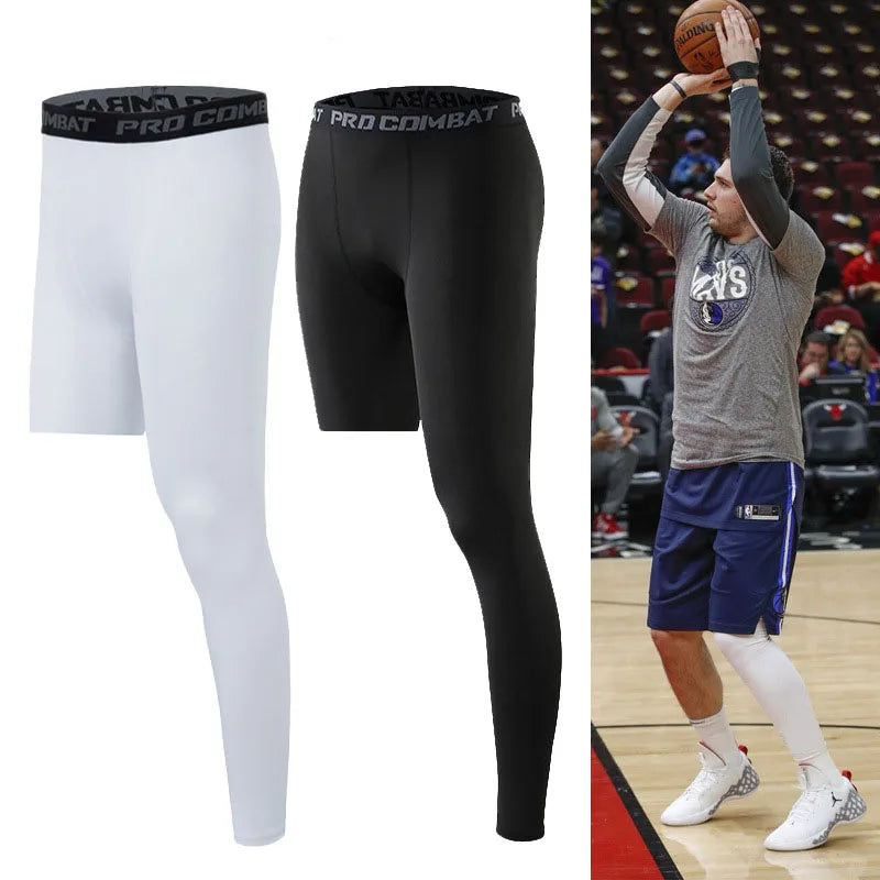 Men's Asymmetric One Leg Training Leggings for Gym and Running