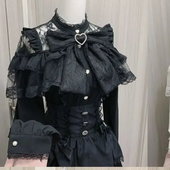 Women's Lace Trim Bow Detail Shirt with Sleeve Style Options