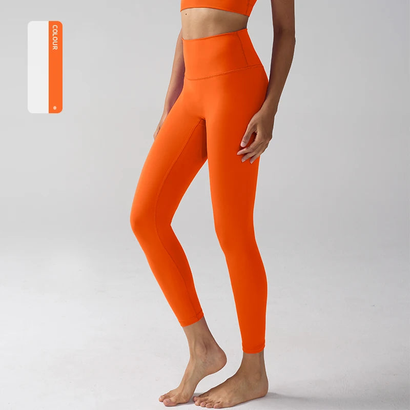 Women's High-Waist Nylon-Elastane Stretch Ankle-Length Yoga Leggings