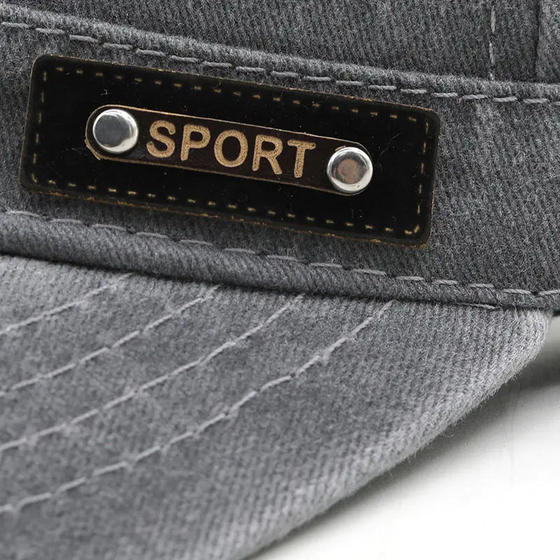 Flat Crown Cotton Cap with Short Curved Brim