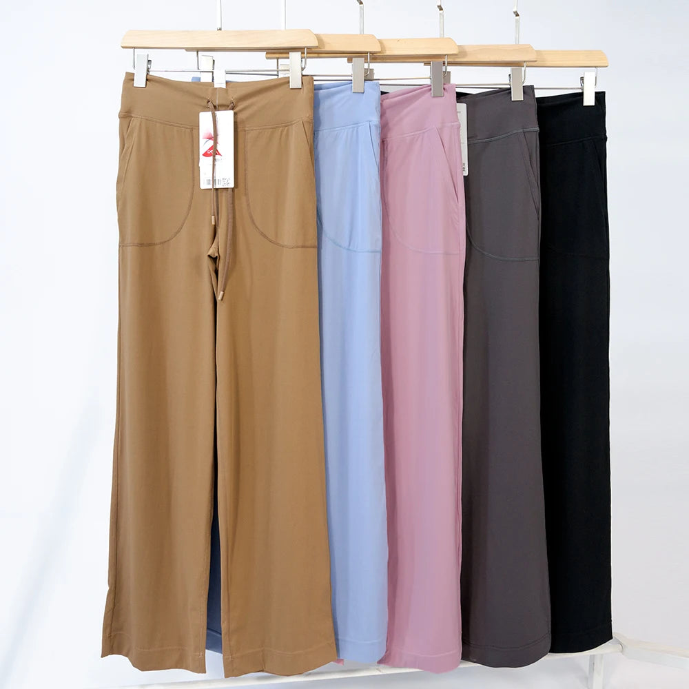 Women's High Waist Nylon Blend Wide Leg Pants for Casual Outdoor Outfits