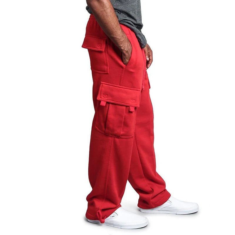 Men's Loose Straight-Leg Drawstring Cargo Pants