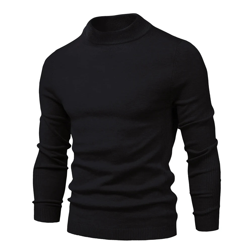 Men's Mock Neck Long Sleeve Knit Sweater