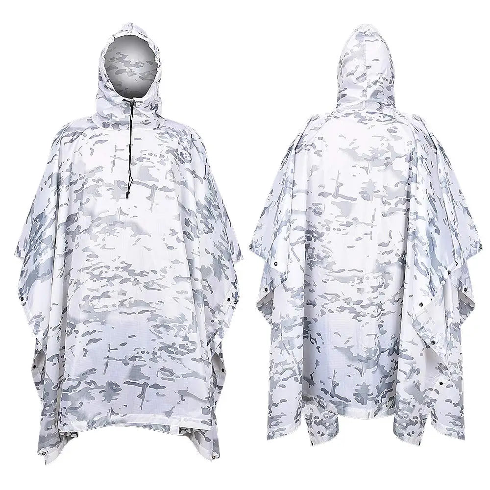 Camouflage Hooded Poncho for Layering over Tops and Dresses
