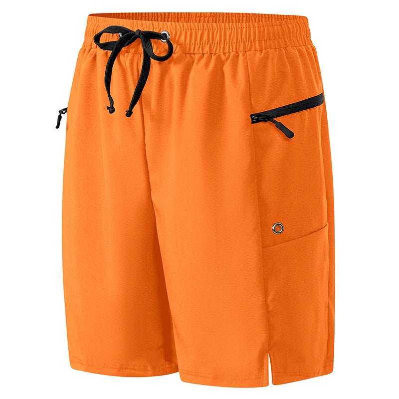 Men's Swim Shorts with Zipper Pockets and Mesh Liner for Beach and Pool Wear