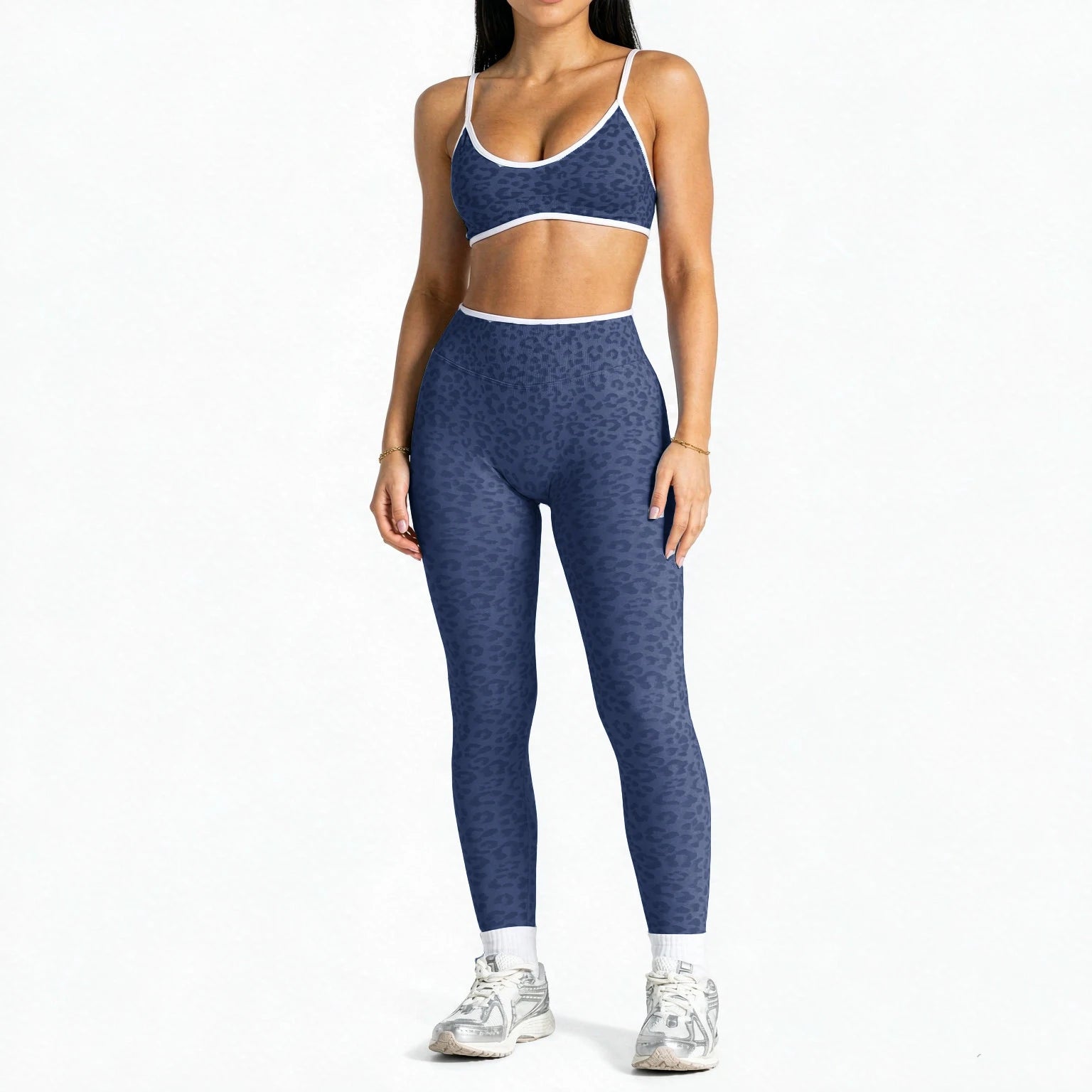 Women's Leopard Bra And Bottoms Yoga Set For Workout Outfits