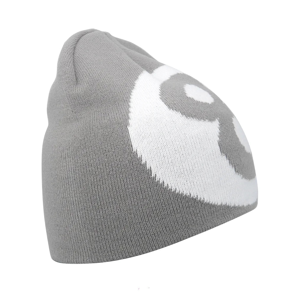 Graphic Knit Beanie with Letter and Pattern Style Options