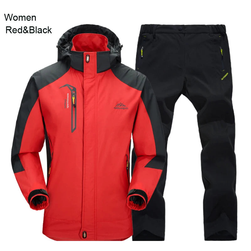 Outdoor Hooded Jacket and Trouser Clothing Set with Style Options