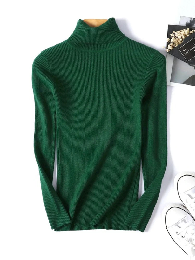Women's Ribbed Mock Neck Long Sleeve Sweater Casual Knit Layer