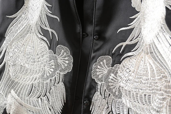 Vest For Women Chinese Style Disc Button Stand Collar Exquisite Craft Embroidery Animal Chiffon Silk Sleeveless Jackets