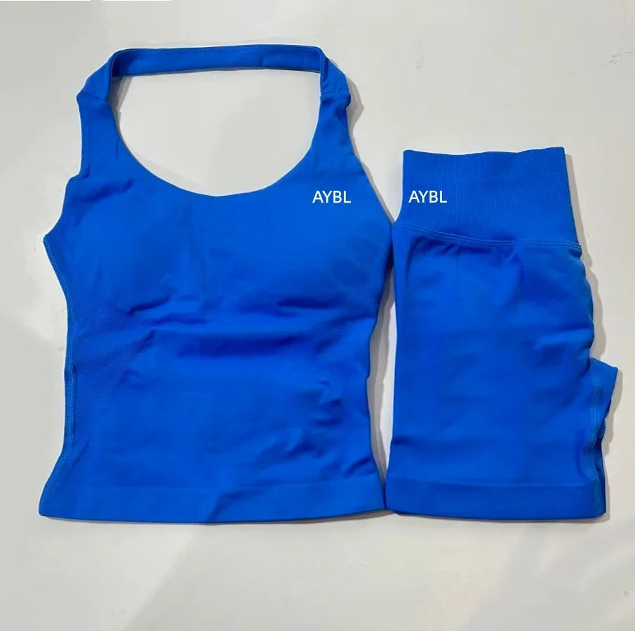 Women's Halter Tank And Shorts Yoga Set For Workout Outfits