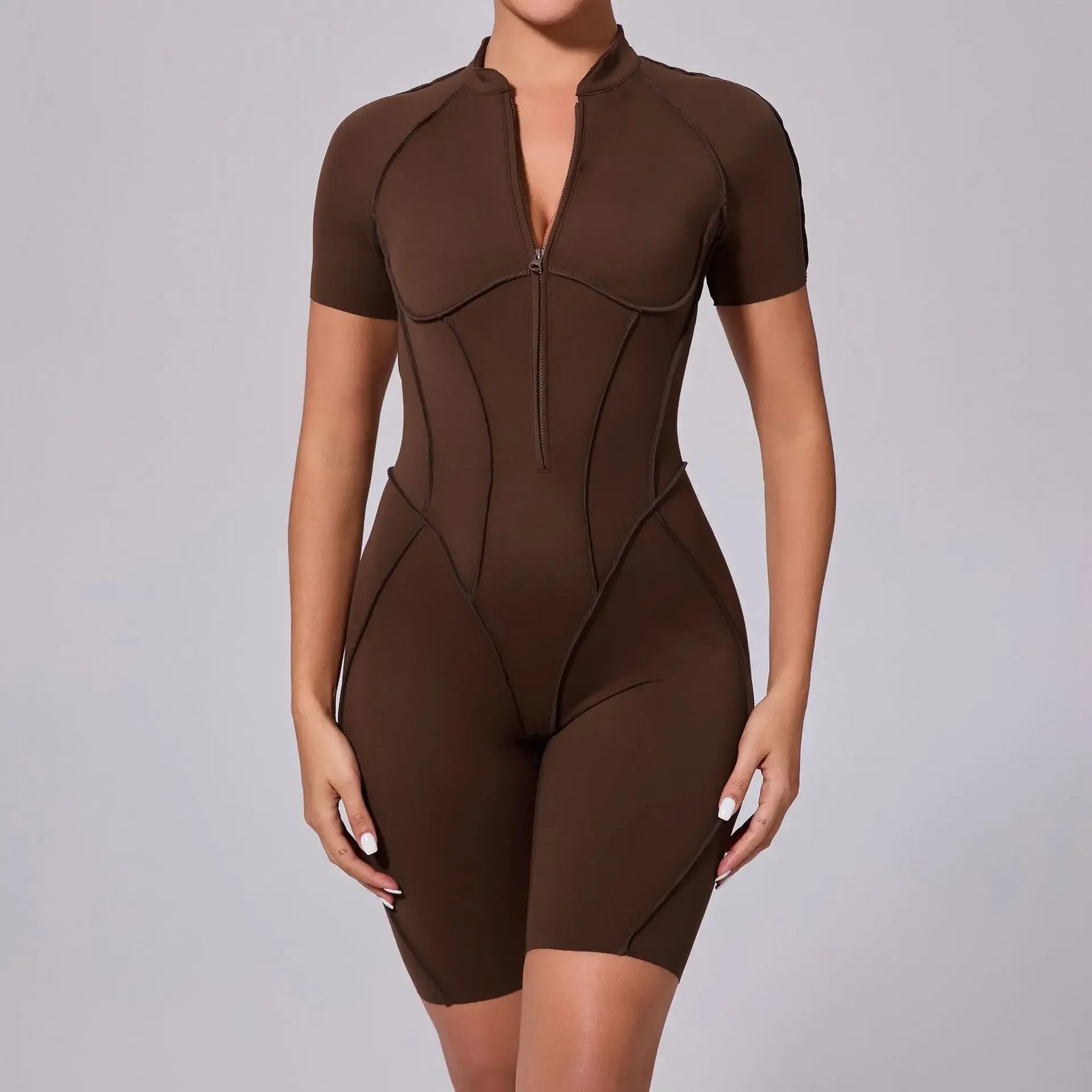 Women's Contoured Workout One Piece with Back Cutout and Multiple Sleeve Styles