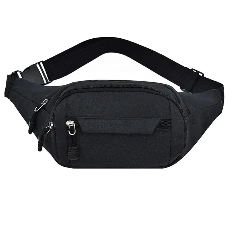 Solid Waist Pack with Adjustable Strap and Zippered Pockets