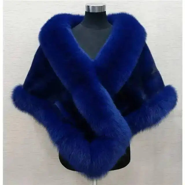 Plush Trim Wrap Cape for Layering over Outfits
