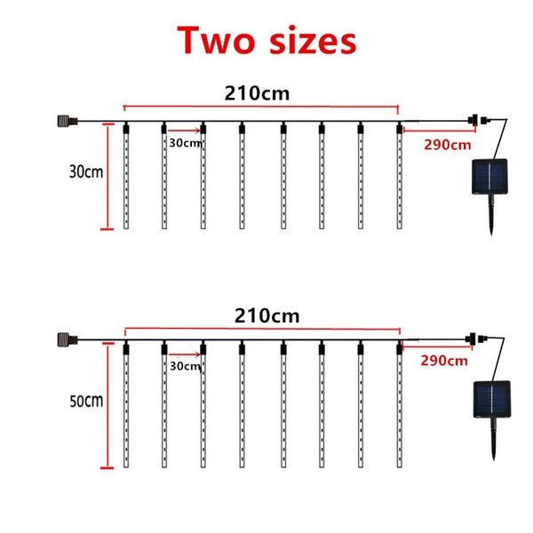 Solar LED Meteor Shower Rain Lights Holiday String Lights Waterproof Garden Light 8 Tubes 144 Leds Christmas Wedding Decoration