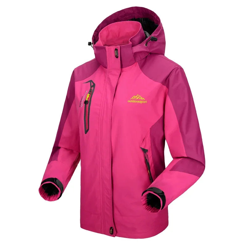 Color Block Hooded Full Zip Long Sleeve Outdoor Jacket