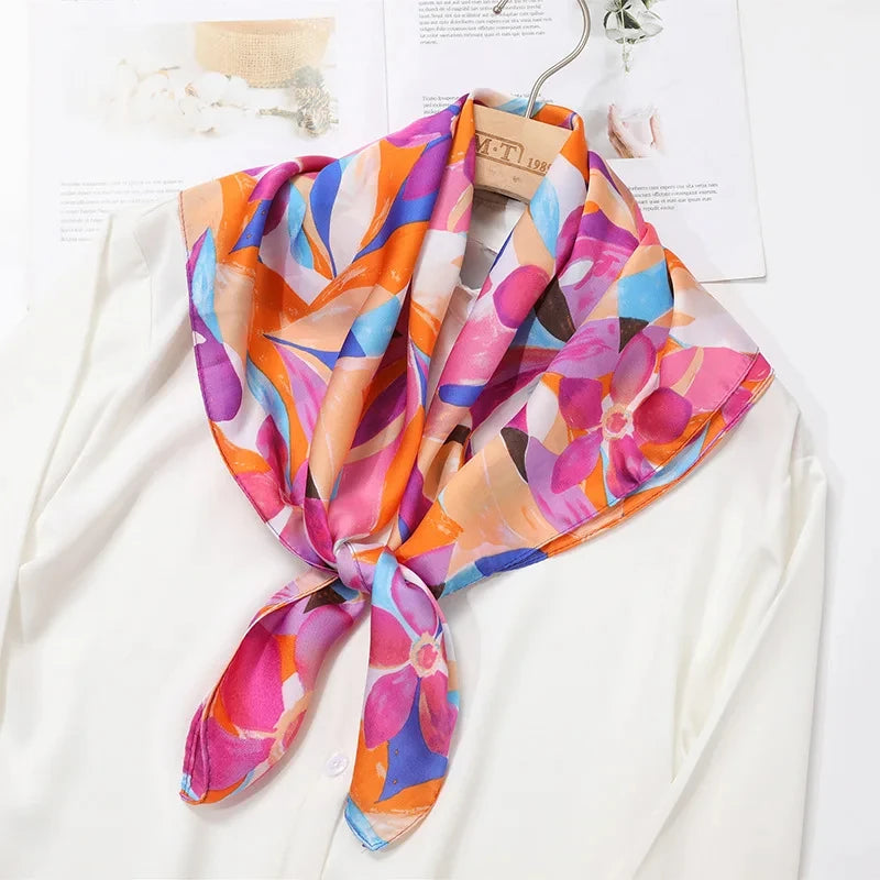 Ornate Print Square Scarf with Decorative Border Patterns