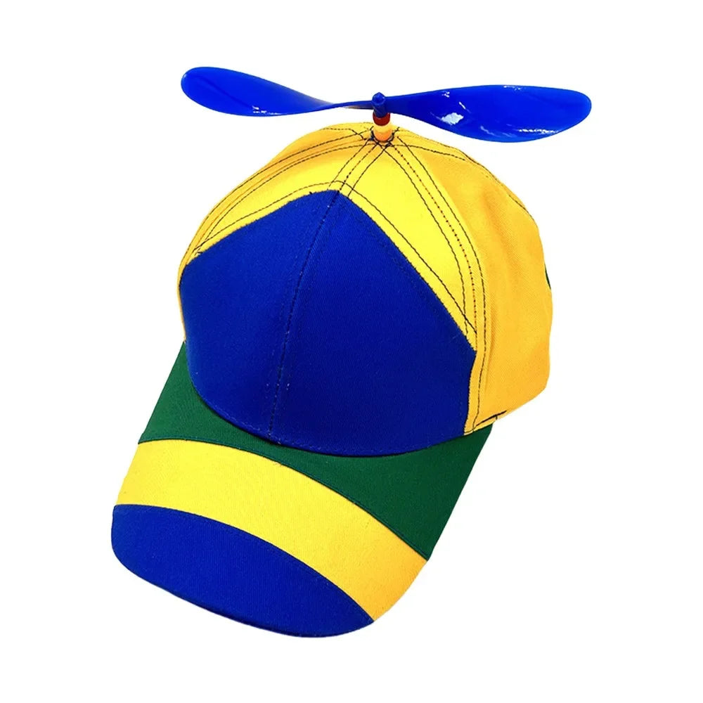 Color Block Baseball Cap with Decorative Top Propeller