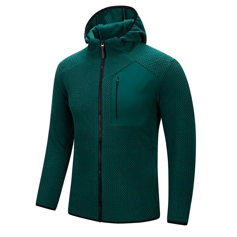 Men's Solid Long-Sleeve Zip-Front Hoodie