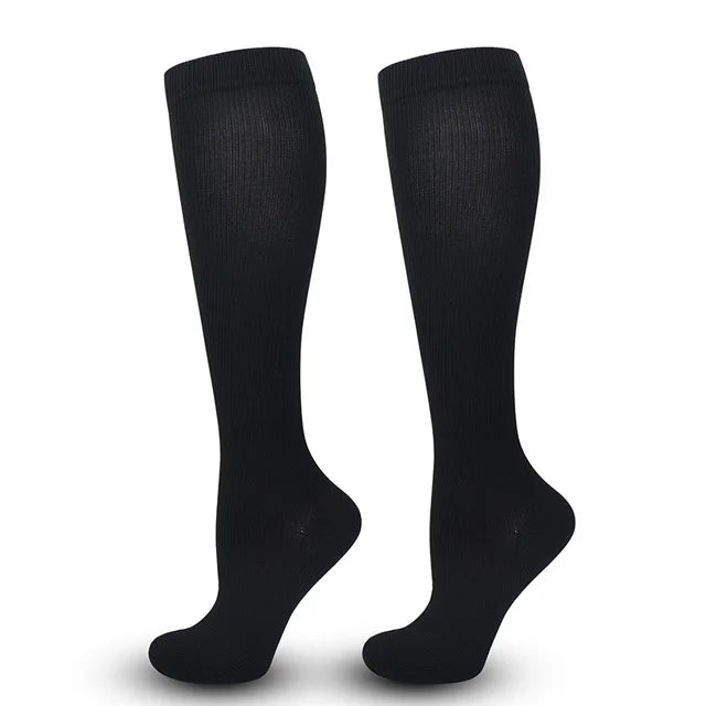 Solid Knee High Compression Socks with Original Size Options