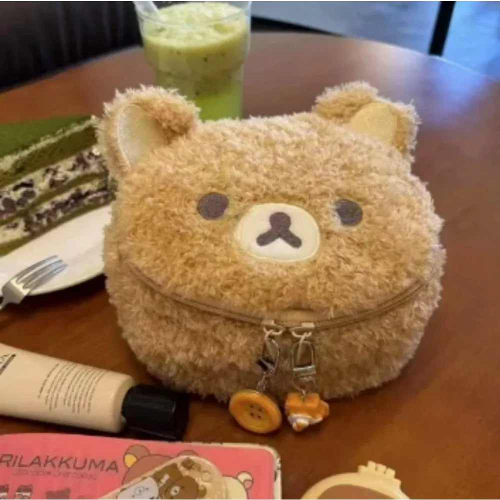 Plush Bear Toiletry Pouch with Rounded Zippered Shape