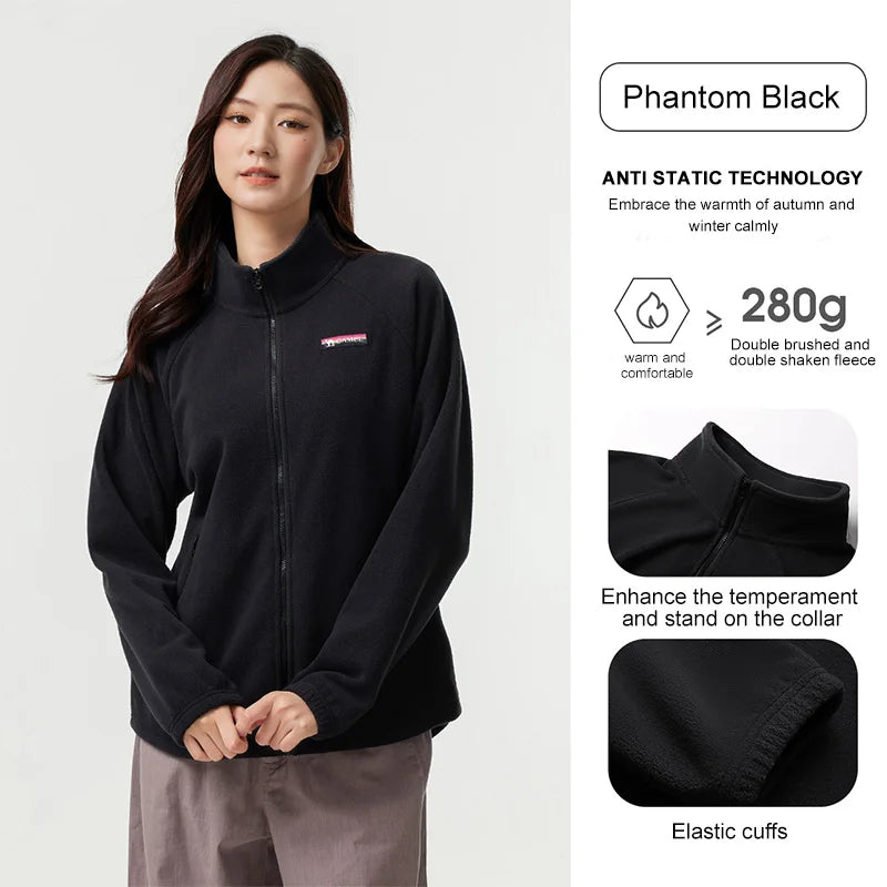 Long Sleeve Full Zip Fleece Outdoor Jacket with Pockets