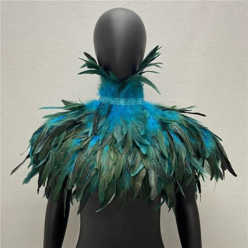 Layered Feather Shoulder Cape for Layering over Outfits