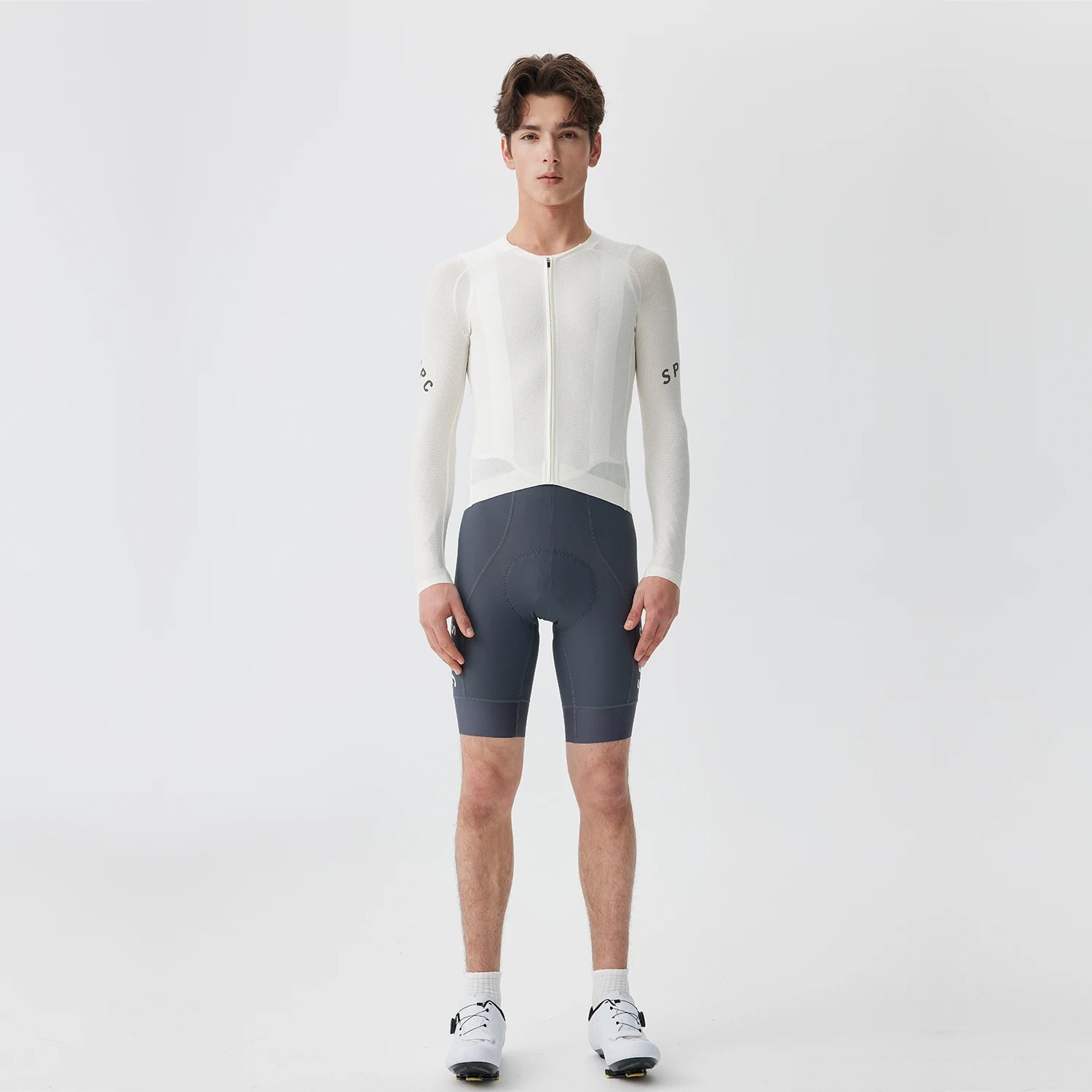 Men's Long Sleeve Full-Zip Cycling Jersey with Rear Storage Pockets