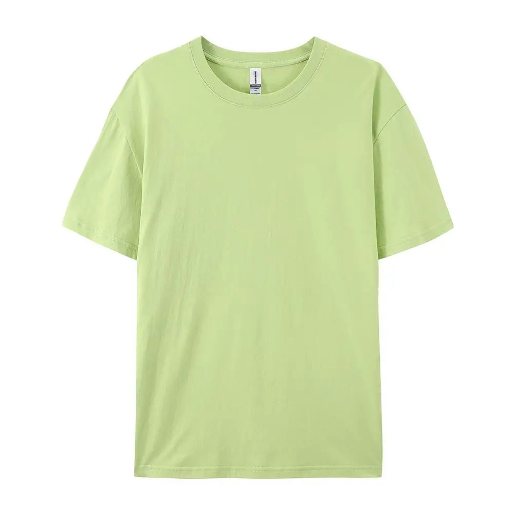 Solid Crew Neck Short Sleeve Cotton Casual T Shirt
