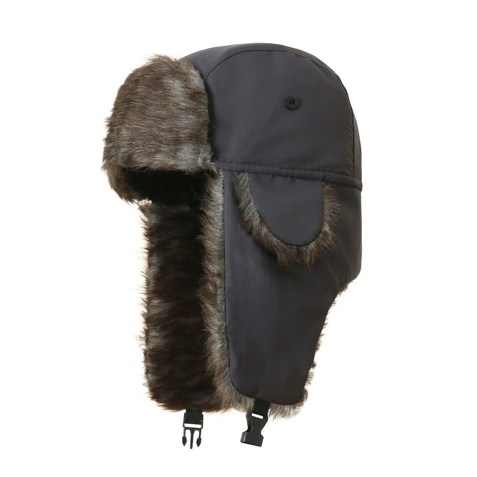 Trapper Hat with Ear Flaps and Plush Trim