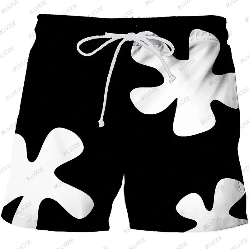 Men's Graphic Print Drawstring Elastic Waist Board Swim Shorts