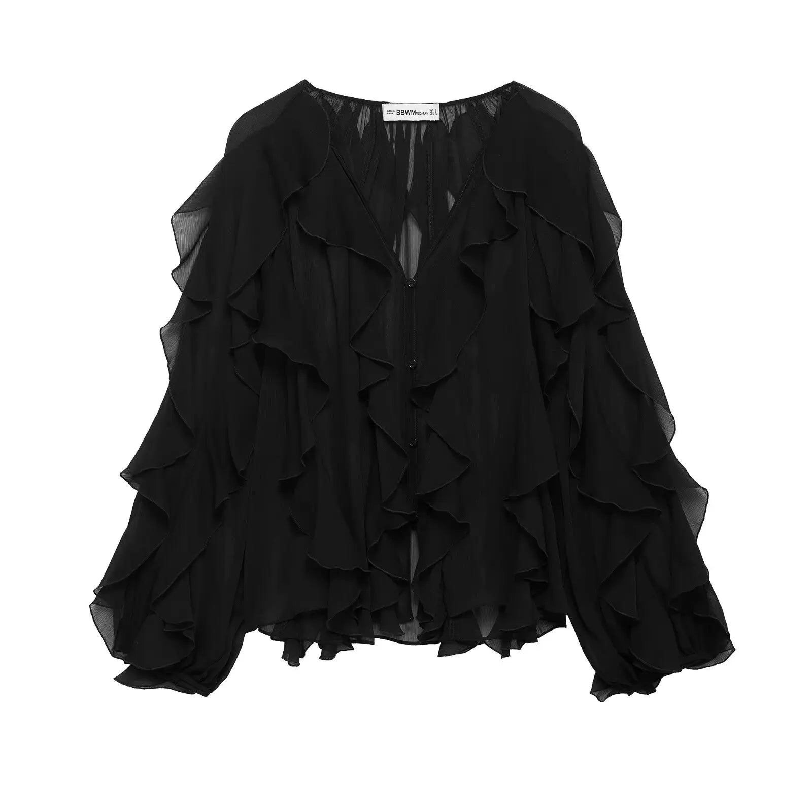 Women's Ruffled V Neck Blouse