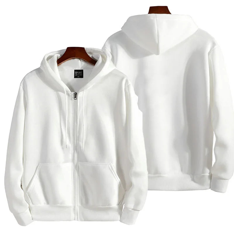 Solid Long-Sleeve Zip-Front Hoodie